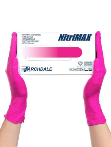Перчатки Нитриловые ARCHDALE(NITRIMAX) Фуксия M 50 пар/уп.(3,5 гр.)