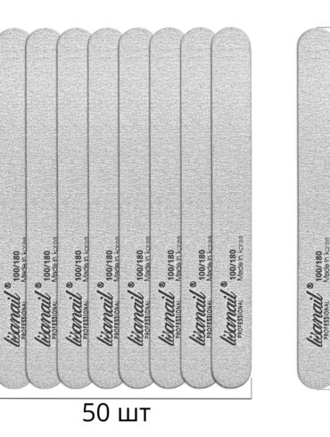 Пилка Lisanail прямая тонкая на деревянной основе 100/180 грит (упаковка 50 шт)