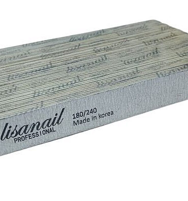 Пилка Lisanail прямая тонкая на деревянной основе  180/240 грит (упаковка 50 шт )